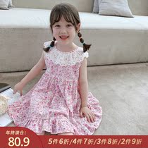 Little pudding baby baby childrens clothing 2021 new girls Korean summer dress baby floral dress children Foreign style skirt