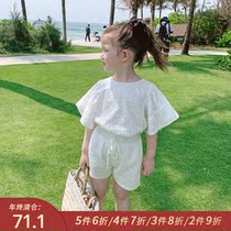 Little pudding baby baby childrens clothing 2021 new children Korean version of summer girls foreign style set baby sports two-piece