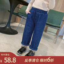 New childrens clothing girls foreign jeans childrens autumn and winter pants baby autumn and winter trousers casual straight pants