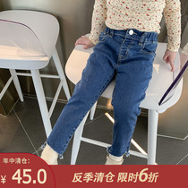 2021 new childrens clothing children autumn foreign style pants girls casual jeans baby spring and autumn slim trousers tide