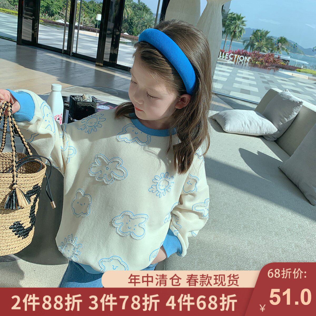 Foam home custom children's clothing 2022 new children's Han Edition set baby early spring T - shirt girl Yang Pie Spring dress