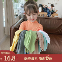 Small pudding childrens clothing autumn clothes 2021 new girls foreign style cotton base shirt children long sleeve T-shirt baby shirt