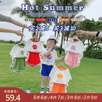 Little pudding baby baby childrens clothing 2021 new girl baby summer suit children Foreign style thin summer dress two-piece