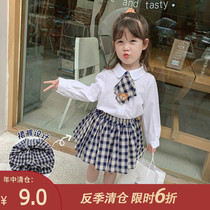 Childrens clothing 2021 New Girls College style Plaid set Children Spring and Autumn foreign gas three-piece baby Korean spring dress