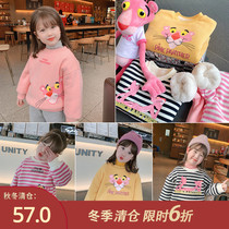 Girls winter clothes 2020 new foreign style plus velvet clothes children childrens winter thick coat baby cartoon clothes