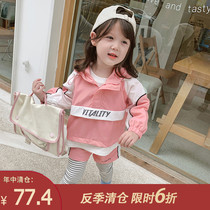 Small pudding childrens clothing 2021 new girls Net red sports suit children Foreign style two-piece baby Korean spring dress