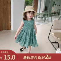 A030 childrens clothing New 2021 baby Summer foreign style floral gauze skirt childrens dress girl Korean skirt