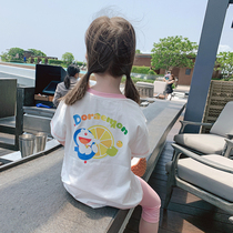 Little pudding baby baby childrens clothing 2021 New Girls summer children cartoon foreign style T-shirt baby short sleeve shirt thin