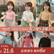 Childrens clothing new girls cotton long sleeve top childrens foreign embroidery base shirt baby wild winter tide