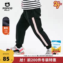 Piggy Banna childrens clothing girls pants 2021 Winter new baby striped casual pants childrens bunk feet sports pants