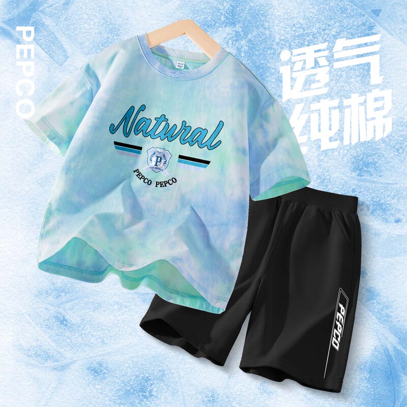 Piggy Banner Boys' Suit Summer 2026 New Children's Tie-Dye Pure Cotton Short-Sleeve Summer Quick-Dry Sports Shorts Pc Piggy Banner Boys' Suit Summer 2026 New Children's Tie-Dye Pure Cotton Short-Sleeve Summer Quick-Dry Sports Shorts Pc