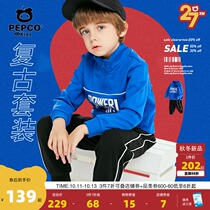 Little pig Banner childrens clothing boys autumn clothing set medium-big childrens tide childrens two-piece half-open sweater pants