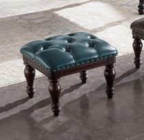 American simple leather stool solid wood coffee table stool home low stool sofa stool European style shoe changing stool creative childrens small stool