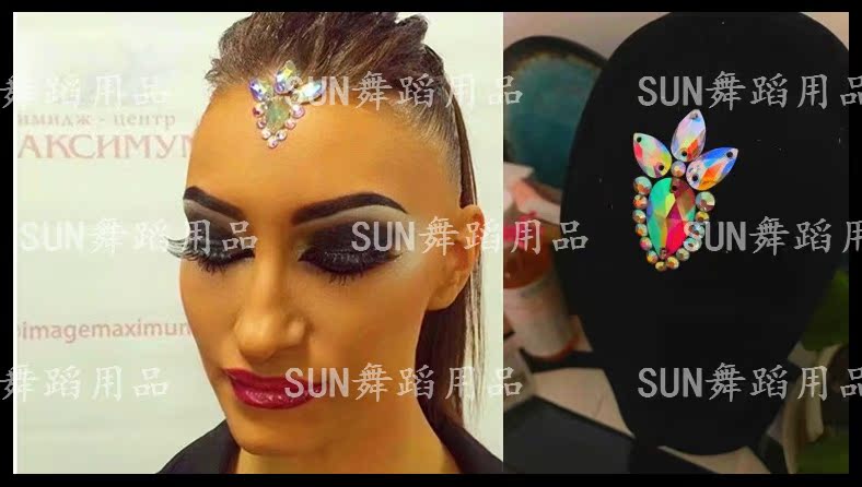 Belly leather Morden dance Latin dance special headwear 100 hitch a big drill head decorated with shiny dance forehead embelles the adult children