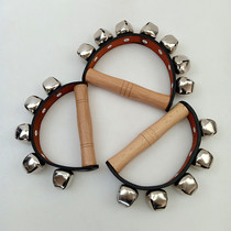 Orff musical instrument percussion instrument kindergarten childrens hand-cranked 5 leather bells 7 hand bells horseshoe bell wooden semi-circle rattle