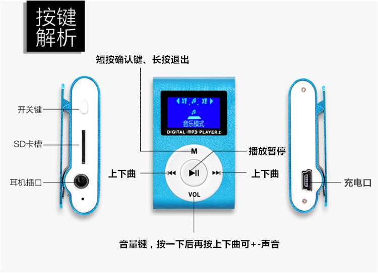 Sinh viên Mp3 Walkman nhỏ fan hâm mộ cô gái sinh viên phiên bản thẻ P3 máy nghe nhạc MP3 cầm tay - Máy nghe nhạc mp3 	máy nghe nhạc gắn thẻ nhớ	