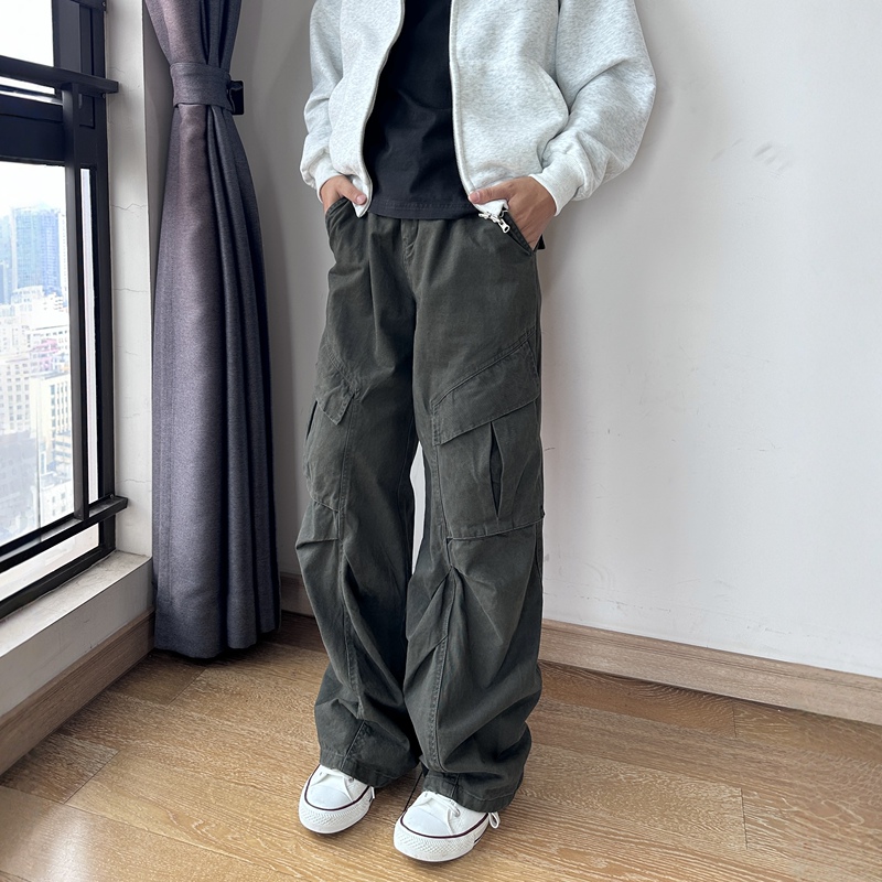 17Dup American Retro High Street Loose and Versatile Crogo Cargo Pants for Men and Women Straight High Splicing Casual Pants