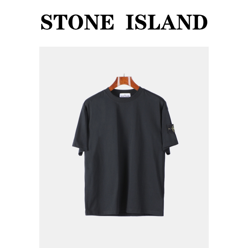 [in Stock Domestically] Stone Island 24Ss Solid Color Short-Sleeved Round Neck Loose Cotton T-Shirt