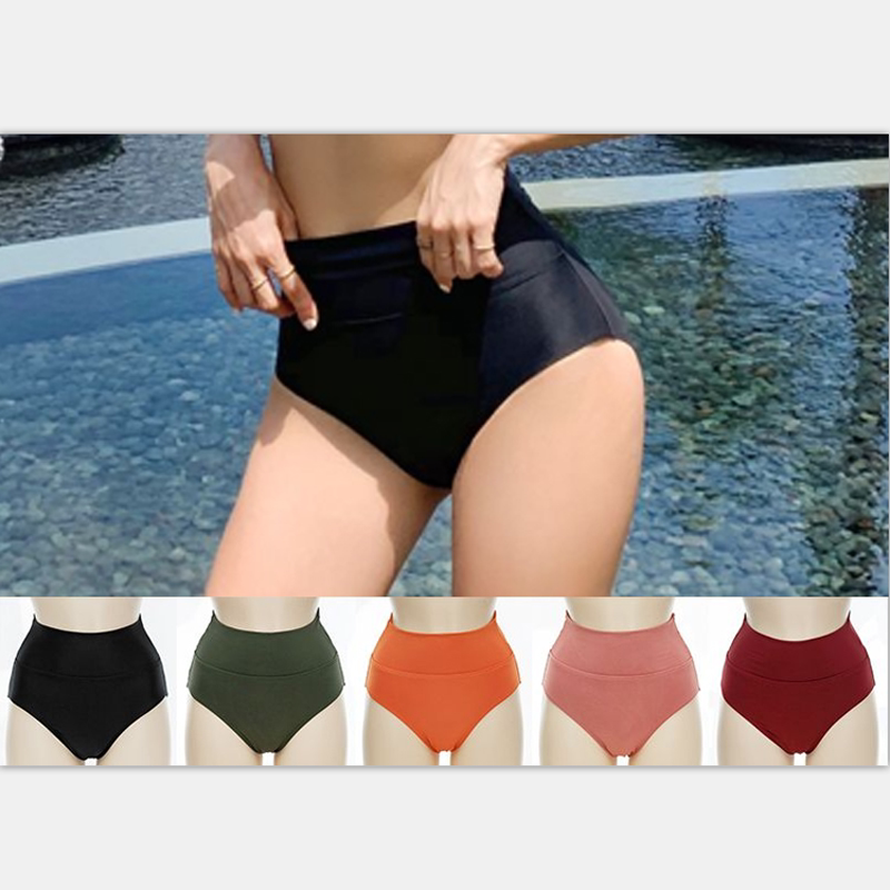 New High-Waisted Bikini Bottoms for Women in Black and White Candy Colors, Dopamine Triangle Swim Trunks, Tummy Control, Belly-Covering Swimwear, Versatile New High-Waisted Bikini Bottoms for Women in Black and White Candy Colors, Dopamine Triangle Swim Trunks, Tummy Control, Belly-Covering Swimwear, Versatile