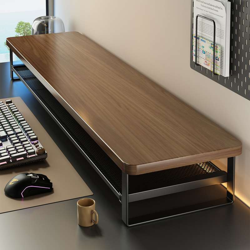 Computer Double-Layer Monitor Multi-Functional Pull-Out Height-Adjustable Shelf Office Desk Shelf Storage Rack Desktop Organizer