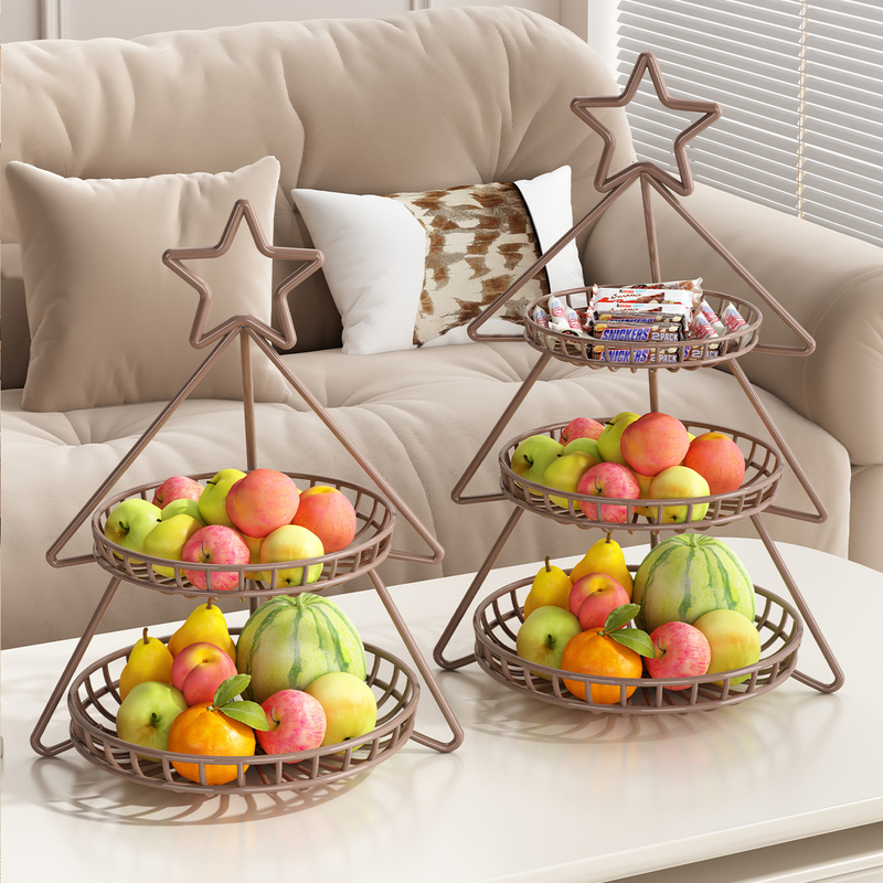 Fruit Plate, Living Room Coffee Table, Multi-Layer Christmas Fruit Storage Rack, Light Luxury Snack Display Tray, High-End Fruit Storage Basket