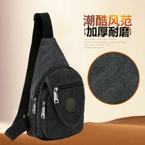 Korean version of mens canvas chest bag new shoulder shoulder bag fashion tide thick wear-resistant mens sports leisure riding bag