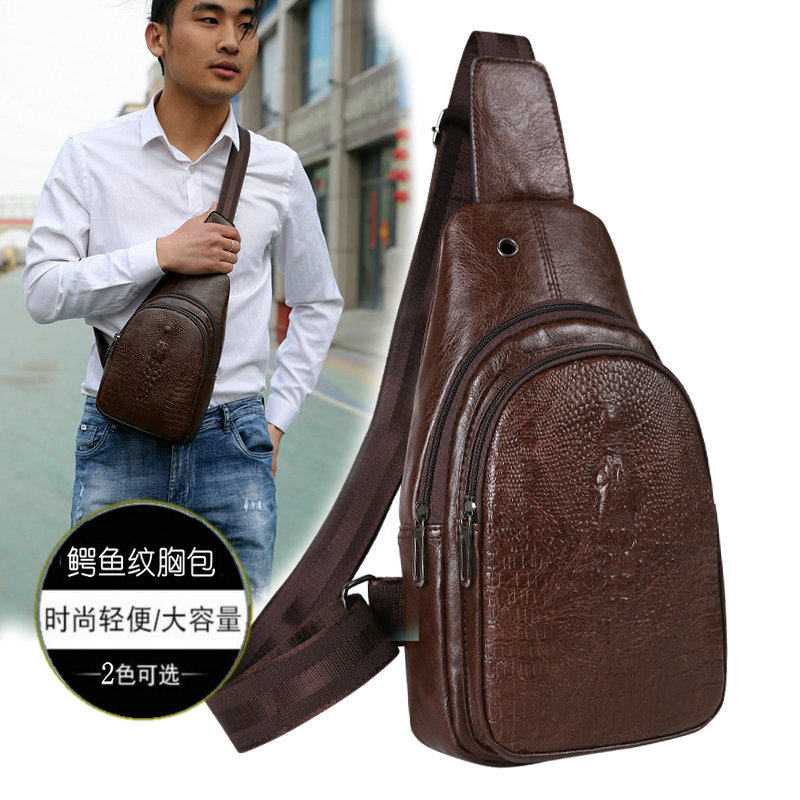 2020 new crocodile pattern men's chest bag Korean version one-shoulder messenger bag fashion trend leisure sports personality small backpack