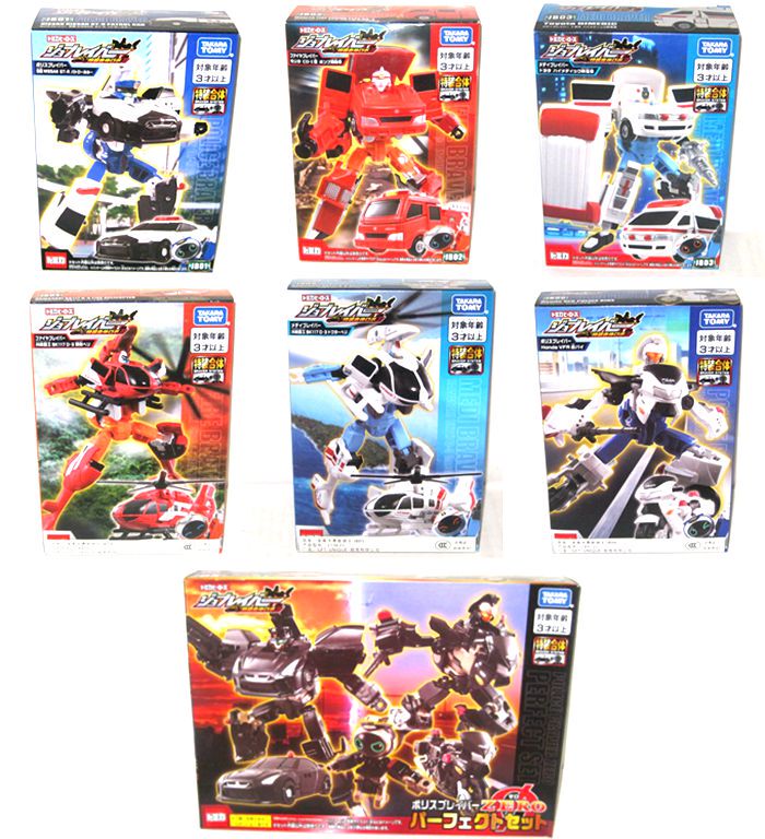 Tomy Tomica Brave Knight Transforming Robot Police Car Fire Ambulance Car Helicopter Boy Toy