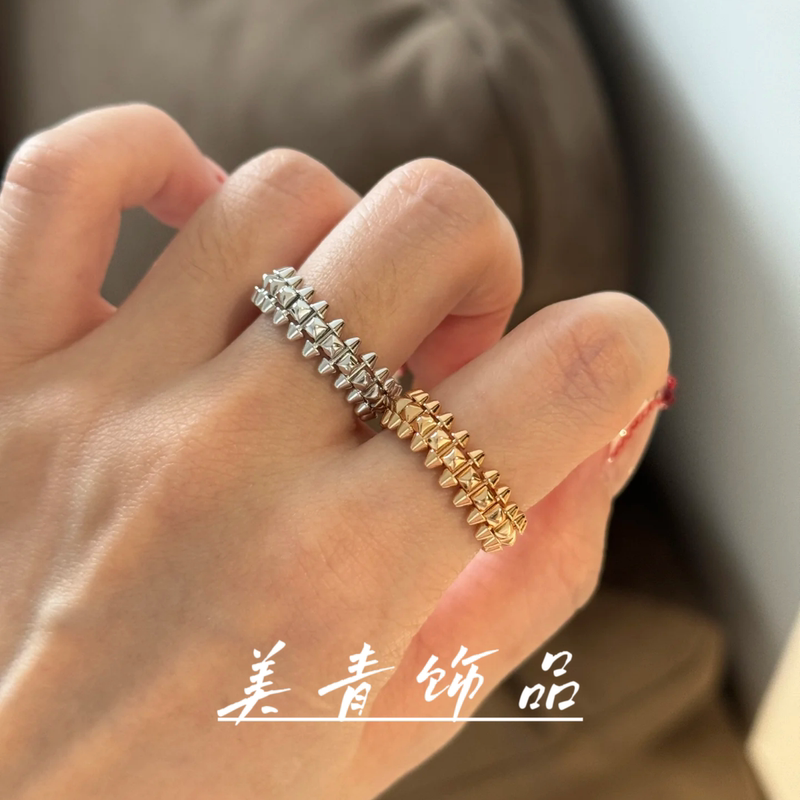 Top Version Rivet Ring Clash Bullet Head Plated in 18K Rose Gold Silver Color Rotatable Light Luxury Personalized Ring Top Version Rivet Ring Clash Bullet Head Plated in 18K Rose Gold Silver Color Rotatable Light Luxury Personalized Ring