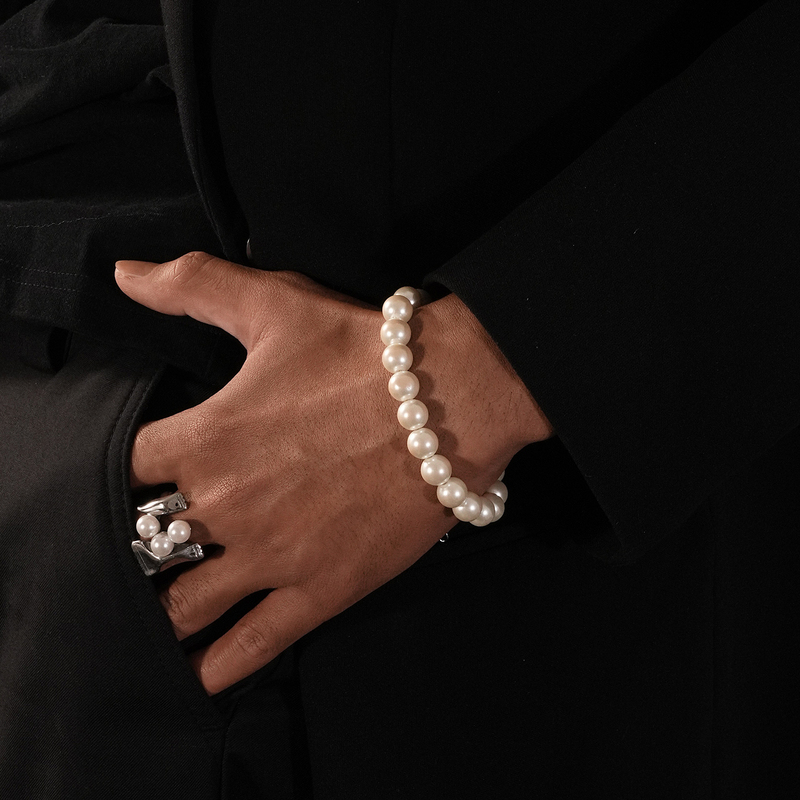 Saz Hip-Hop European and American Trendy Large Pearl Bracelet for Men, Niche Retro Beaded Jewelry for Women, High-End Shijia Pearls Saz Hip-Hop European and American Trendy Large Pearl Bracelet for Men, Niche Retro Beaded Jewelry for Women, High-End Shijia Pearls