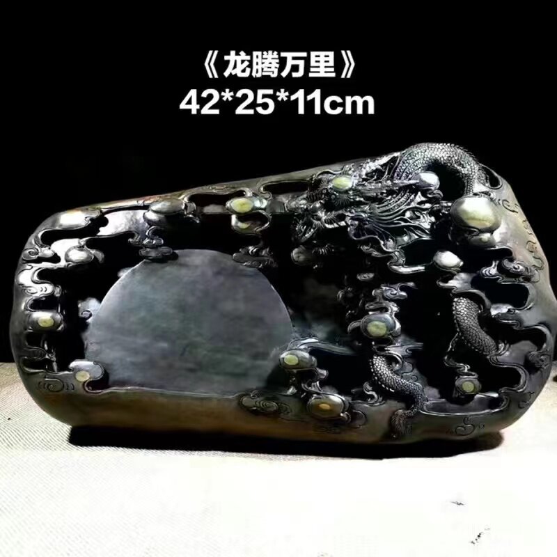 收藏級廣東肇慶梅花坑端硯天然石眼精品原石高檔文房四寶禮品