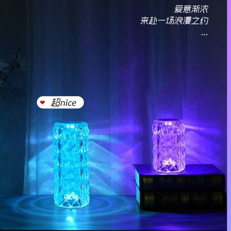 Acrylic husband and wife room couple creative atmosphere table lamp dormitory bed clear bar table lamp bedroom ins advanced mood