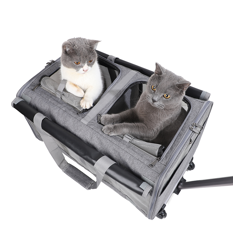 Cat bag for outgoing portable large capacity two kittens breathable two-compartment suitcase large number dog Shoulder Bag Pet Leash box