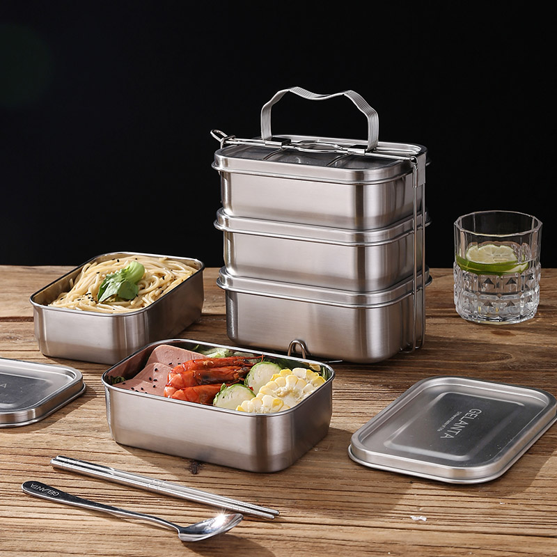 Work class Students Stainless Steel Large Capacity Multilayer Portable Dining Box Sealed Insulated Oven Steamed Rice Heating Lunch Box