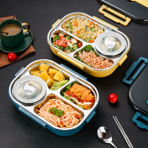 Student 304 Stainless Steel Insulated Lunch Box Portable Office Lunch Box Separated Children Elementary School Lunch Box