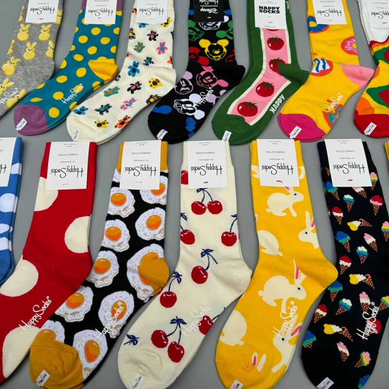 Happysocks official store New Popular Women's Mid-Calf Socks Swedish Trendy Brand Hs Pure Cotton Versatile All-Season Socks