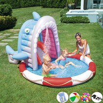 Exit Abroad Large Shark Spray Pool Garden Family Party Children Swimming Pool Baby Inflatable Slide Castle