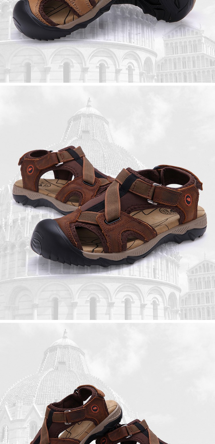 Ưu đãi đặc biệt sandal sandal sandal sandal da nam mùa hè Giày đi biển Baotou nam phiên bản trung niên cao cấp của Hàn Quốc dép dây nam