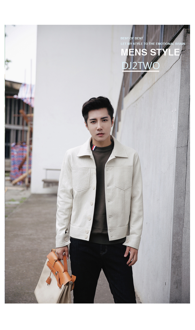 Ifashion của nam giới Hàn Quốc ulzzang Dongdaemun màu rắn màu đen và trắng dụng cụ ve áo áo khoác da áo khoác thủy triều áo phao nam