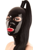 Latex mask headgear lace CD cross-dressing accessories ready-made double braid hair including wig ponytail three-strand braid multi-color