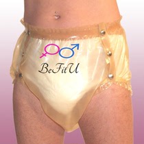 Imported latex diaper pants cos mens and womens shorts briefs button wear and take off diapers four-corner boxer pants