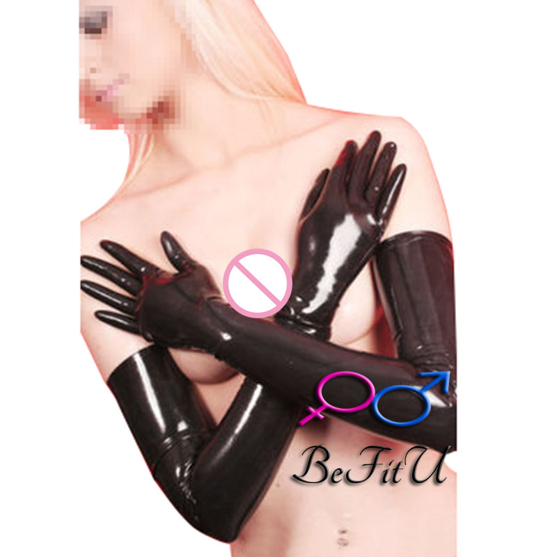 A new abrasive latex women's slim tight super long gloves thin finger women's version of the 60cm shooting long gloves