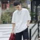 Mùa hè mới Nhật Bản màu trơn giản dị cổ tròn tay ngắn Áo thun nam rộng cơ bản mẫu hoang dã đáy quần nam 9 áo thun 