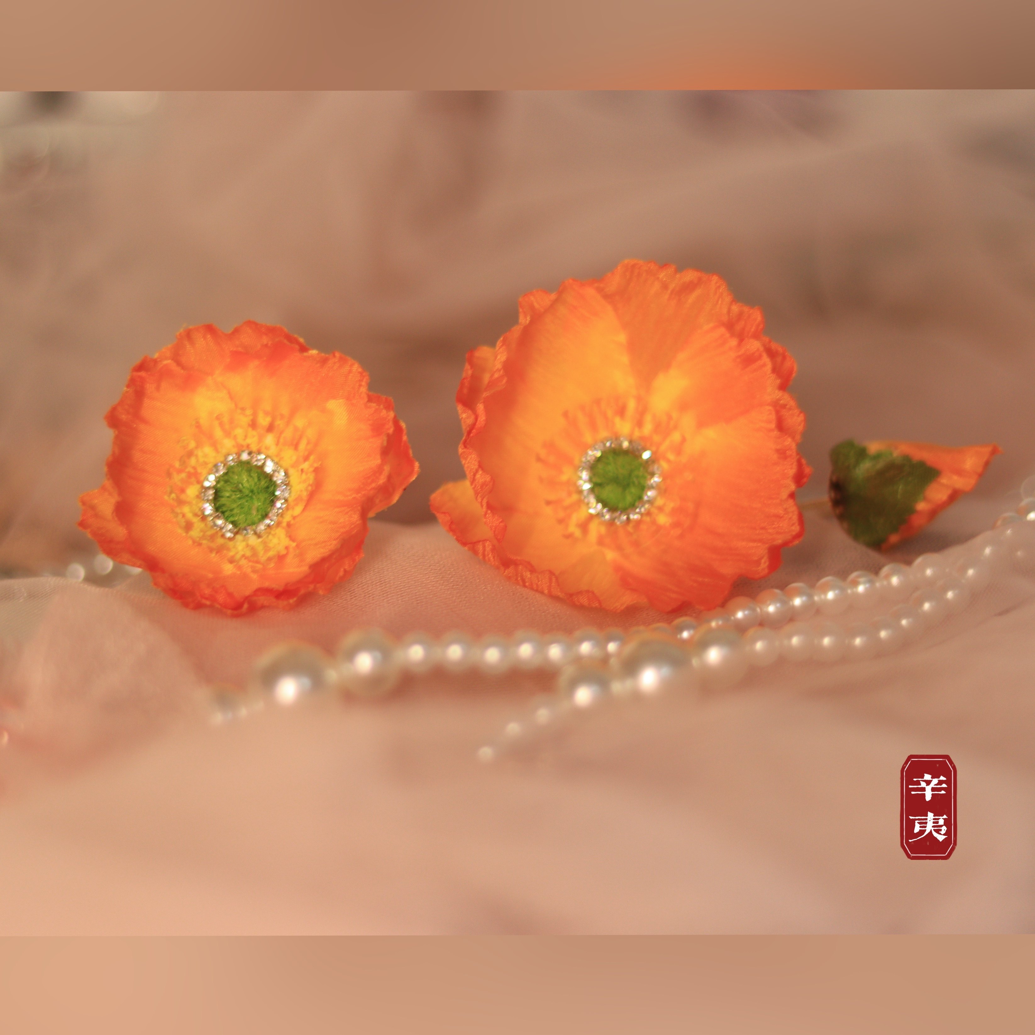 Hanfu accessories Accessories Silk Flowers Small Hairpin Suit Water Drill Flowers 100 A hitch to the Yu Beauty (when the spring flower autumn moon will be)