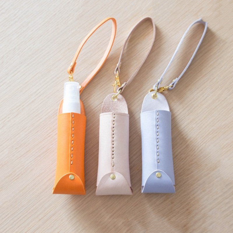 Literary style alcohol bottle holster portable outdoor disinfectant hanging bag trial bag bottle storage bag key hanging decoration