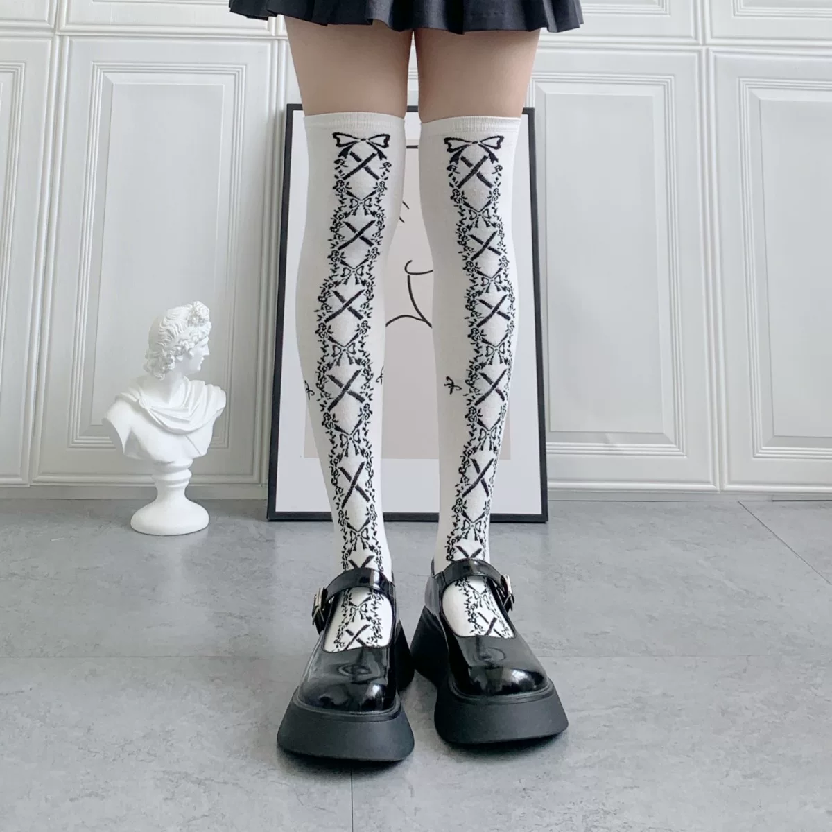 Японские фуксия knee socks с бантом, стиль лолита, косплей