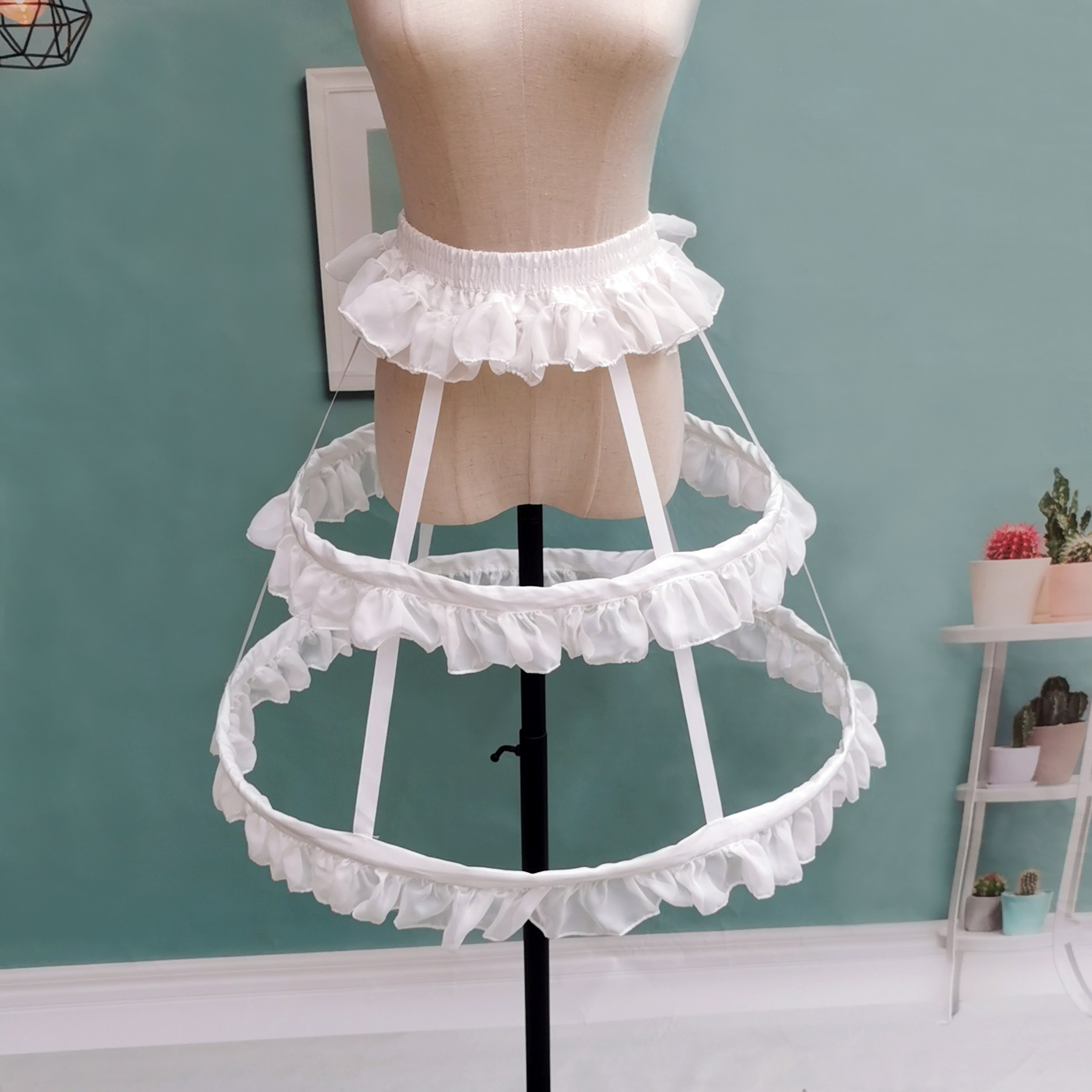 Lolita chiffon fish bone skirt support Lolita violent birdcage support 45CM adjustable daily Carmen cos petticoat