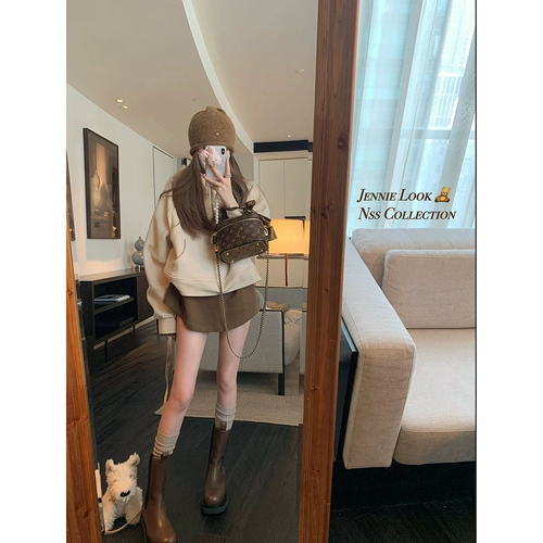 NSS COLLECTION lulu открытая версия нишевого топа с полумолнией на осень и зиму плюс бархатная толстовка с капюшоном