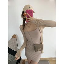 NSS COLLECTION Temperament Group Double-layer Fabric Hip Skirt Simple Slim Suspender Dress Summer