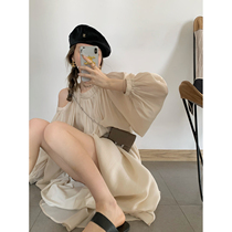 NSS COLLECTION textured champagne gold niche gentle wind skirt lantern sleeves strapless dress womens summer